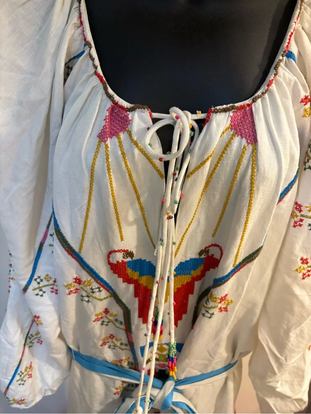 NWT Farm Rio Macaw Tassel-Tie Embroidered Maxi Dress Size M - Picture 5 of 16